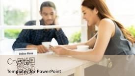  Presentation with restaurant menu - Presentation design with asian-customer-looking-online-menu background and a lemonade colored foreground