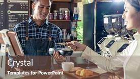  Presentation with credit card - Theme with asian-customer-using-her-credit background and a tawny brown colored foreground