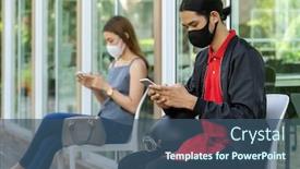  Presentation with face mask - Slide set enhanced with asian-customers-wear-face-mask background and a ocean colored foreground