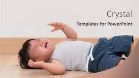  Presentation with cute baby - Theme having asian-cute-baby-boy-cry background and a light gray colored foreground