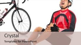  Presentation with fall down - Presentation featuring asian cyclist fell down background and a mint green colored foreground