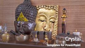  Presentation with buddha - PPT theme with asian decoration with buddha background and a tawny brown colored foreground