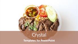  Presentation with complete - Theme enhanced with asian-dish-prepared-with-beef background and a coral colored foreground