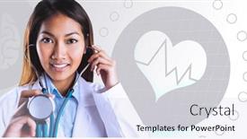  Presentation with doctor asian - Presentation design consisting of asian-doctor-holding-her-stethoscope background and a lemonade colored foreground
