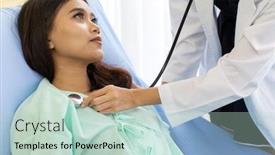  Presentation with doctor asian - Presentation theme featuring asian-doctor-make-routine-health background and a soft green colored foreground