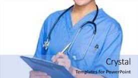  Presentation with doctor asian - PPT theme enhanced with asian doctor take note on clipboard background and a light blue colored foreground