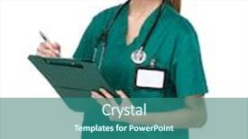  Presentation with doctor asian - Colorful PPT theme enhanced with asian doctor take note on clipboard backdrop and a ocean colored foreground