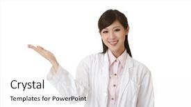  Presentation with asian doctor - Beautiful PPT layouts featuring asian doctor woman closeup portrait backdrop and a white colored foreground