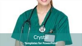  Presentation with doctor asian - Cool new presentation theme with asian doctor woman backdrop and a ocean colored foreground