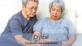  Presentation with elderly asian - Audience pleasing slide set consisting of asian elderly couple using digital backdrop and a  colored foreground