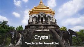  Presentation with chiang mai - Presentation theme enhanced with asian elephant buddhism - ancient temple wat chiang man background and a dark gray colored foreground