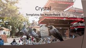  Presentation with buddhism - Colorful PPT theme enhanced with asian elephant buddhism - birsd near the temple backdrop and a  colored foreground