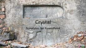  Presentation with footprint - Beautiful presentation theme featuring asian elephant buddhism - buddha footprint in wat phu backdrop and a light gray colored foreground