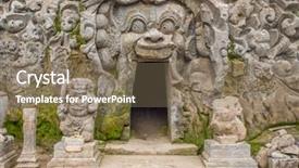  Presentation with buddhism - Theme enhanced with asian elephant buddhism - goa gajah temple in bali background and a  colored foreground
