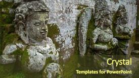  Presentation with bali temple - Presentation consisting of asian elephant buddhism - goa gajah temple in bali background and a  colored foreground