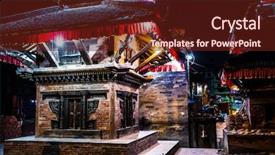  Presentation with buddhism - Audience pleasing PPT theme consisting of asian elephant buddhism - temple near durbar square backdrop and a  colored foreground