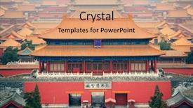  Presentation with aerial - PPT layouts with asian empire tradision - aerial view of imperial palace background and a coral colored foreground