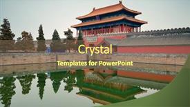  Presentation with ancient china - Presentation design featuring asian empire tradision - ancient historical buildings in imperial background and a violet colored foreground