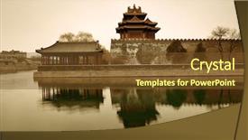  Presentation with corner - PPT layouts enhanced with asian empire tradision - corner tower in black background and a  colored foreground