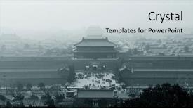  Presentation with forbidden city - Slide set with asian empire tradision - historical architecture in forbidden city background and a light gray colored foreground