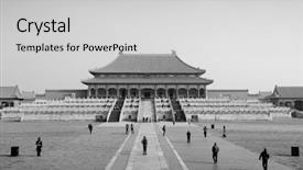 Presentation with forbidden city - Slide deck consisting of asian empire tradision - historical architecture in forbidden city background and a  colored foreground