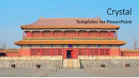  Presentation with forbidden city - PPT layouts having asian empire tradision - historical architecture panorama in forbidden background and a  colored foreground