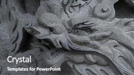  Presentation with lion - Cool new PPT layouts with asian empire tradision - lion statues in temple backdrop and a dark gray colored foreground