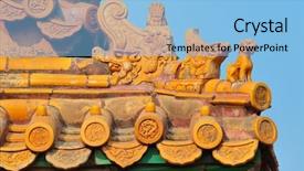  Presentation with historical architecture - Theme having asian empire tradision - pagoda roof of historical architecture background and a  colored foreground