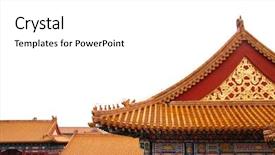  Presentation with forbidden city - Amazing PPT theme having asian empire tradision - roof of a building backdrop and a  colored foreground