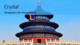  Presentation with heaven - Amazing slides having asian empire tradision - temple of heaven with blue backdrop and a light blue colored foreground