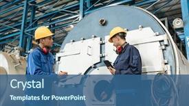  Presentation with steam - Slide deck enhanced with asian expert checking the quality background and a ocean colored foreground