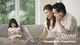  Presentation with drug use prevention - Presentation enhanced with asian family - daughter watching couple use laptop background and a gray colored foreground