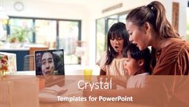  Presentation with father birthday - Beautiful presentation design featuring asian-family-celebrating-birthday backdrop and a coral colored foreground