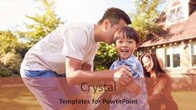  Presentation with home garden - Cool new slide deck with asian-family-having-fun backdrop and a red colored foreground