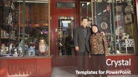  Presentation with family history - PPT theme featuring asian family in front background and a tawny brown colored foreground
