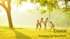  Presentation with sunrise - Slide deck with asian family outdoor quality time background and a yellow colored foreground