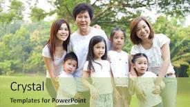  Presentation with elderly asian - Amazing PPT layouts having asian family portrait at outdoor backdrop and a yellow colored foreground