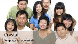  Presentation with generations - Theme featuring asian family portrait on white background and a coral colored foreground