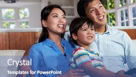  Presentation with asian - PPT theme with asian family sitting on sofa background and a  colored foreground