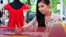  Presentation with fashion - Colorful slide deck enhanced with asian fashion designer preparing drafts backdrop and a  colored foreground