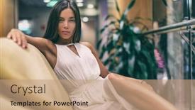  Presentation with cruise ship - PPT theme enhanced with asian-fashion-model-posing background and a coral colored foreground