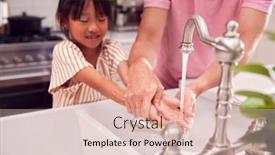  Presentation with helping hands - PPT layouts consisting of asian-father-helping-daughter background and a lemonade colored foreground