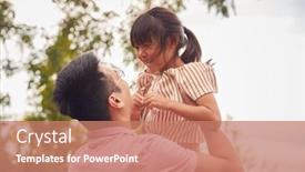  Presentation with daughter - PPT theme enhanced with asian-father-lifting-daughter background and a coral colored foreground