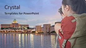  Presentation with malaysia - Audience pleasing PPT theme consisting of backpacker take photo in putrajaya backdrop and a light blue colored foreground