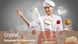  Presentation with magic leap - Audience pleasing slides consisting of asian female cooking with magic against color background backdrop and a coral colored foreground