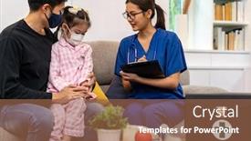  Presentation with child health care - Audience pleasing presentation design consisting of asian-female-doctor-examine-symptoms backdrop and a tawny brown colored foreground