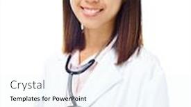 Presentation with doctor asian - PPT theme with asian female doctor portrait background and a cool aqua colored foreground