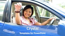  Presentation with car seat - Presentation theme featuring asian female showing off car background and a teal colored foreground