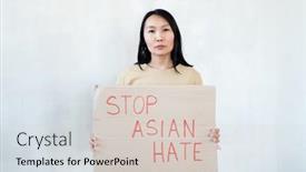  Presentation with announcing - Amazing slide deck having asian-female-with-paper-announcing backdrop and a lemonade colored foreground