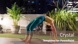  Presentation with illumination - PPT theme consisting of asian-female-woman-in-sportswear background and a violet colored foreground